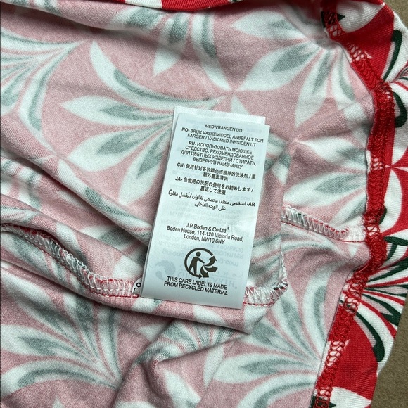 Boden NWT Effie Red Palm Print Faux Wrap Ruched Jersey Knit Dress - US 4 R - Picture 13 of 13